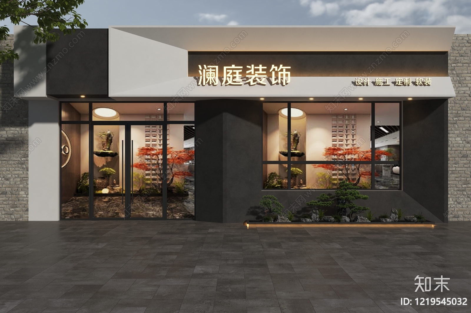 新中式门头3D模型下载【ID:1219545032】