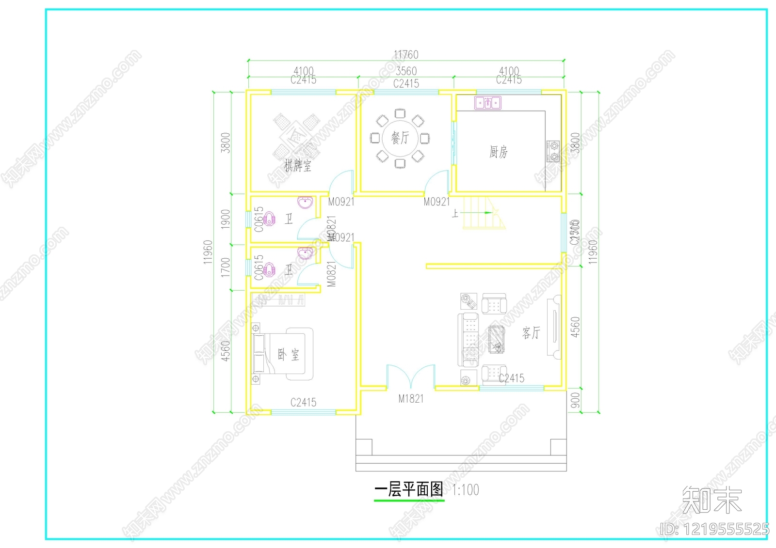 别墅建筑cad施工图下载【ID:1219555525】