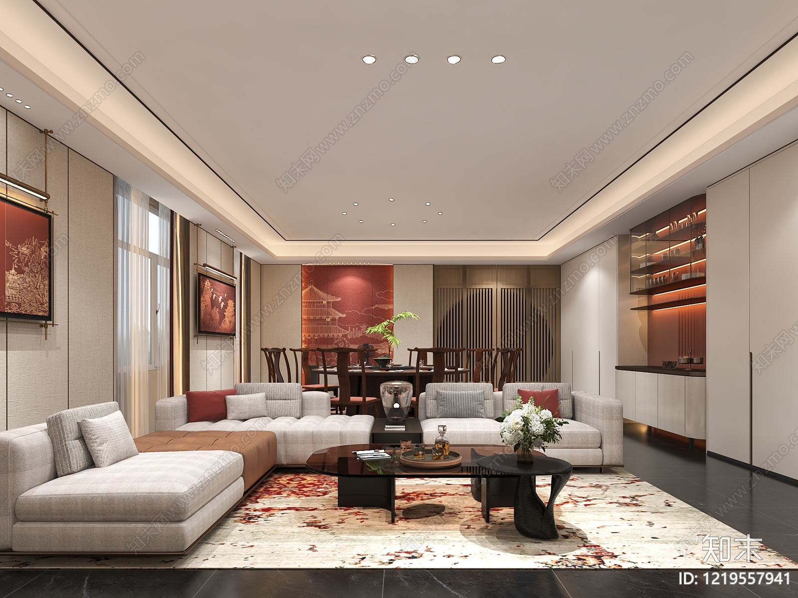 新中式包厢3D模型下载【ID:1219557941】
