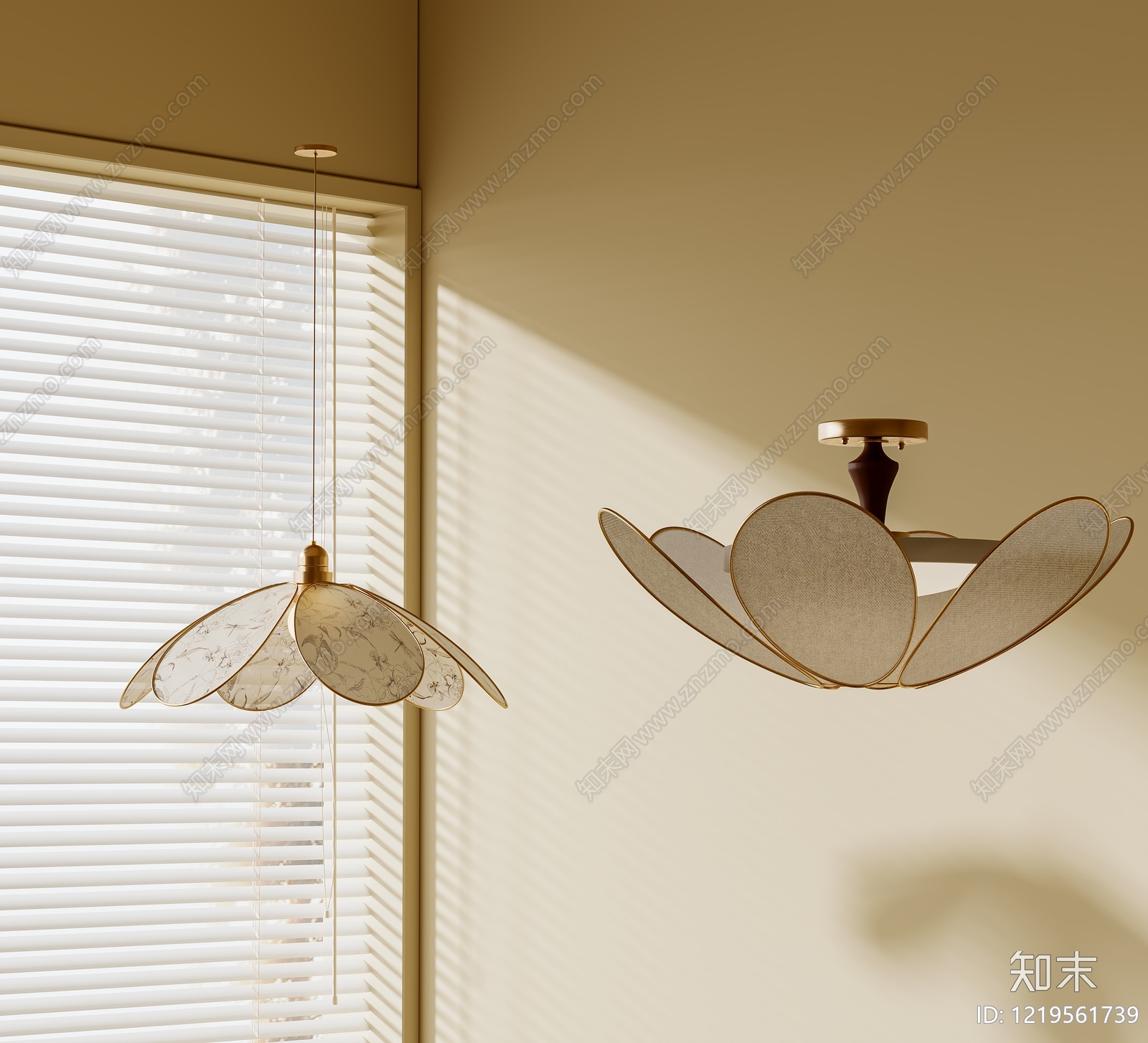 奶油风灯具组合3D模型下载【ID:1219561739】