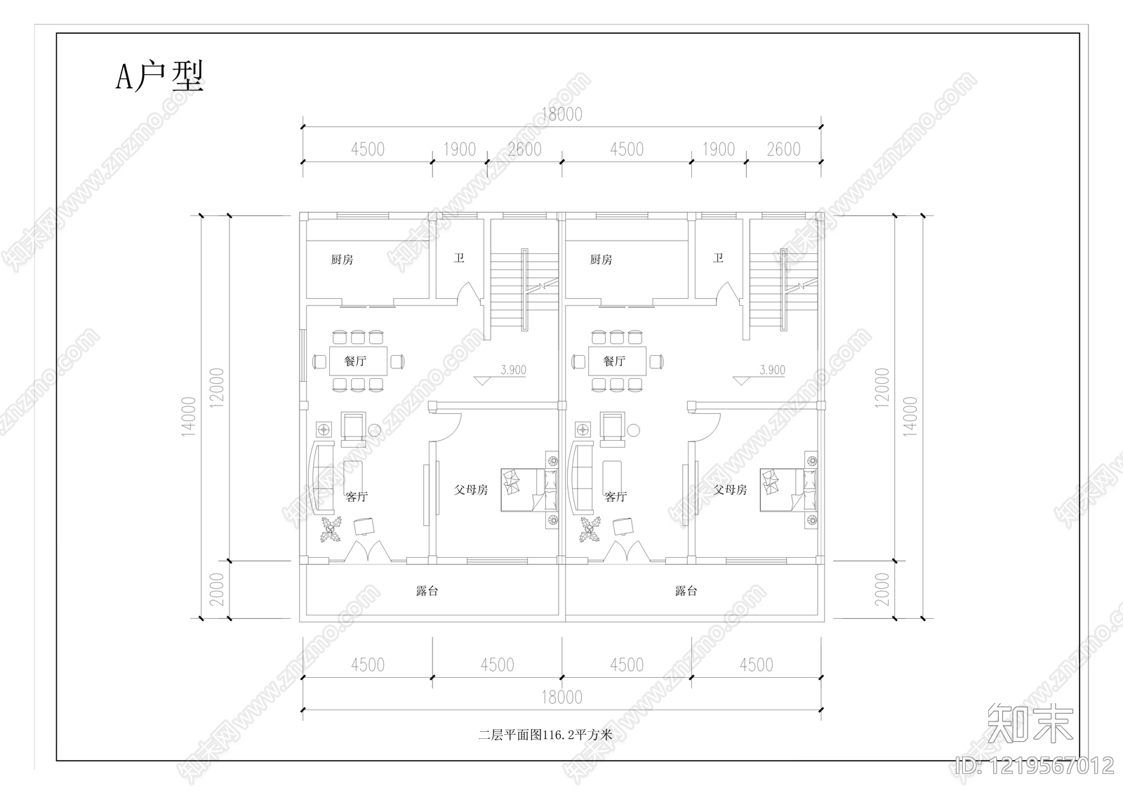 别墅建筑cad施工图下载【ID:1219567012】