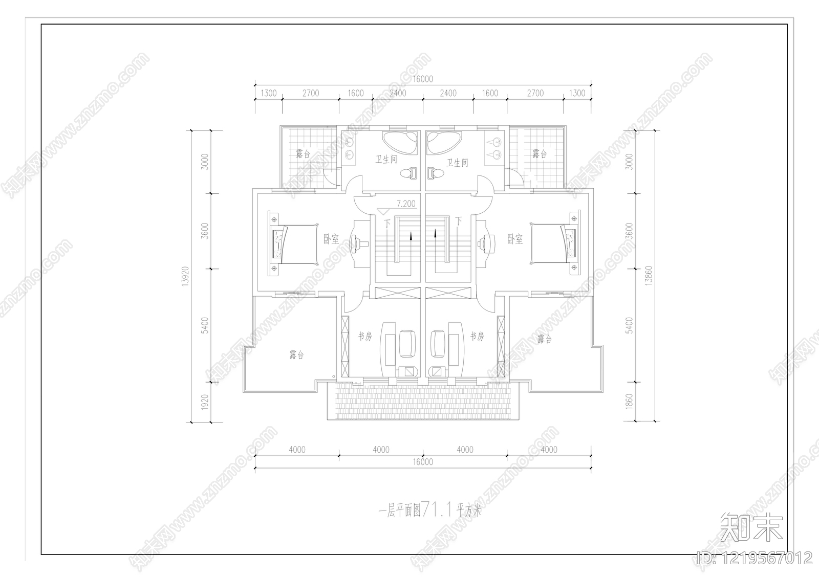 别墅建筑cad施工图下载【ID:1219567012】
