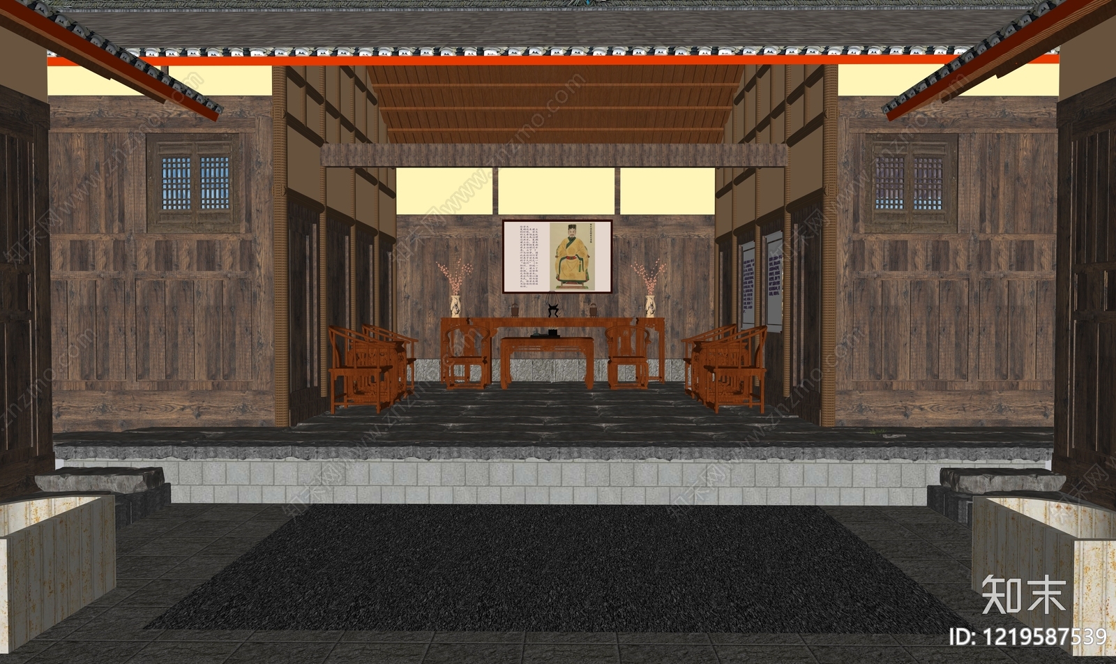 中式博物馆SU模型下载【ID:1219587539】