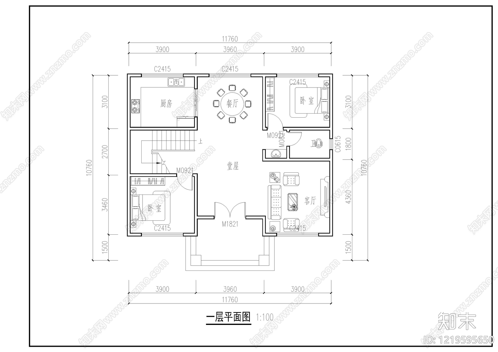 别墅建筑cad施工图下载【ID:1219595650】