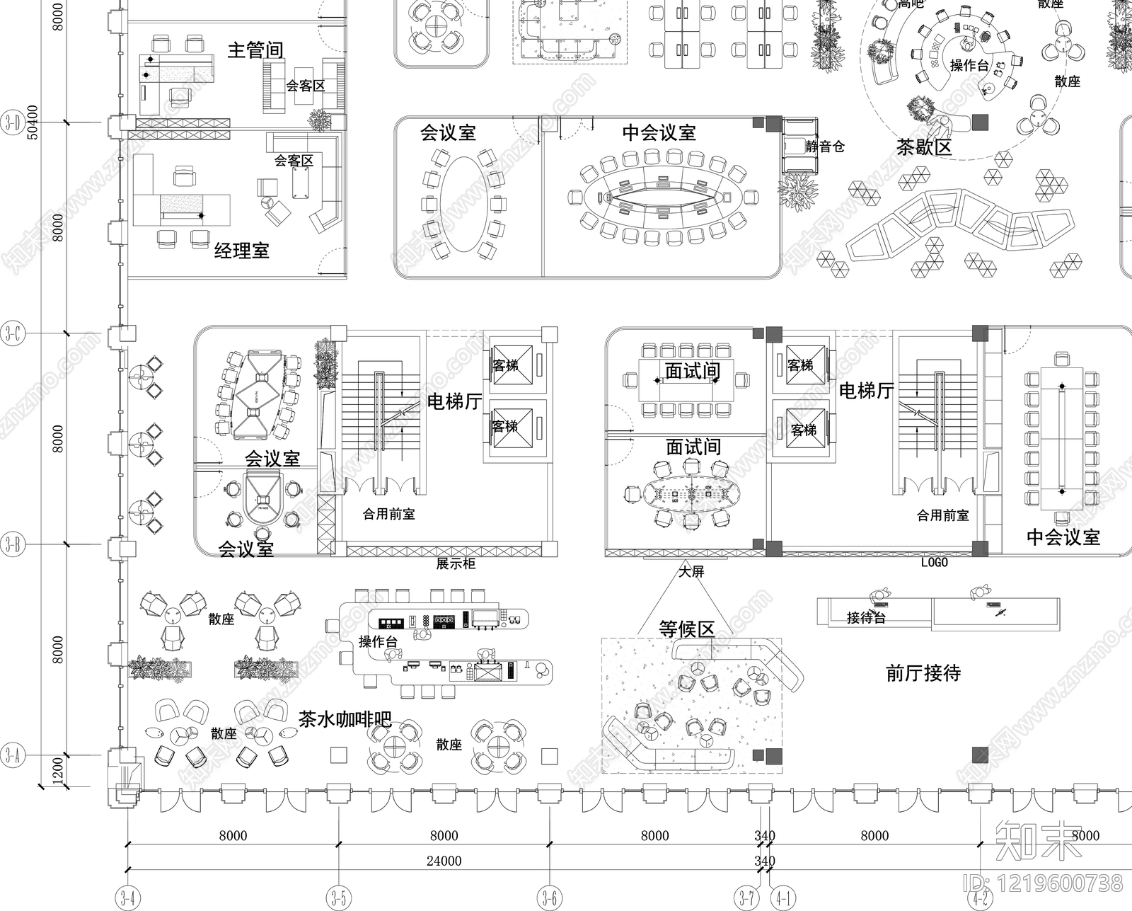 整体办公空间cad施工图下载【ID:1219600738】