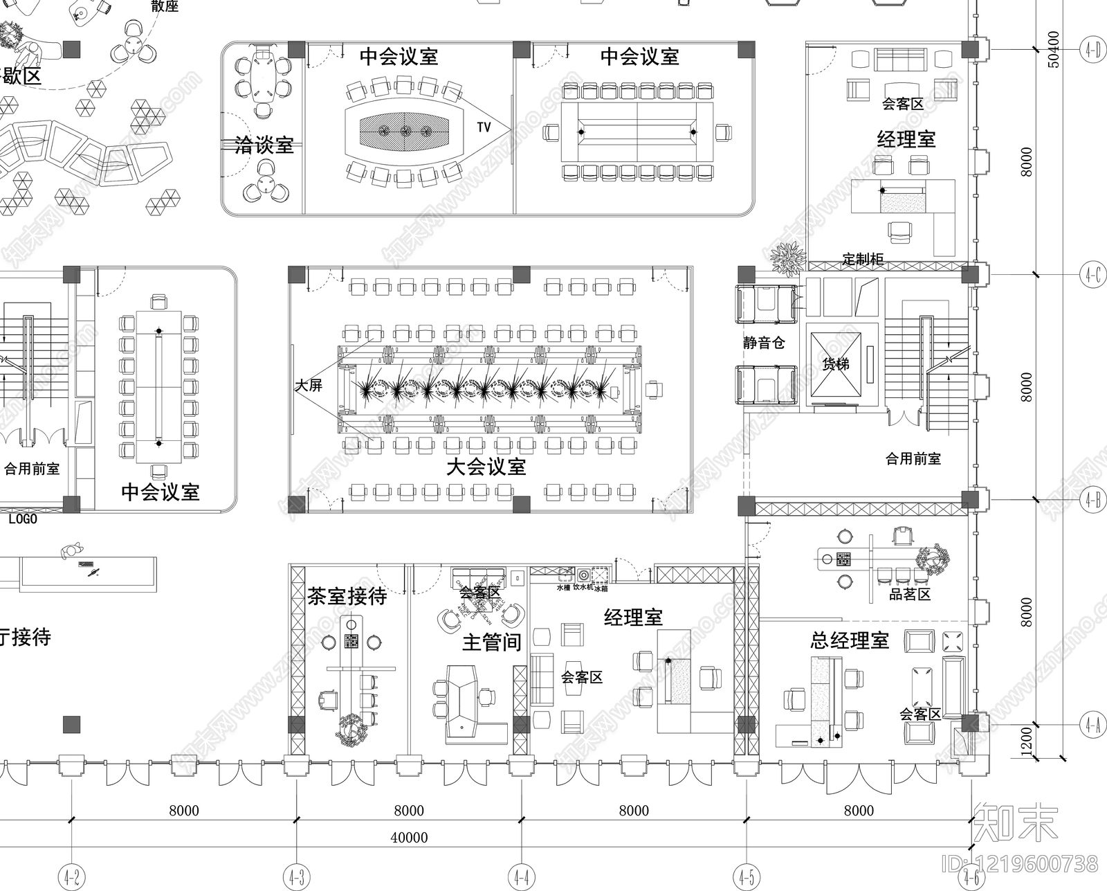 整体办公空间cad施工图下载【ID:1219600738】