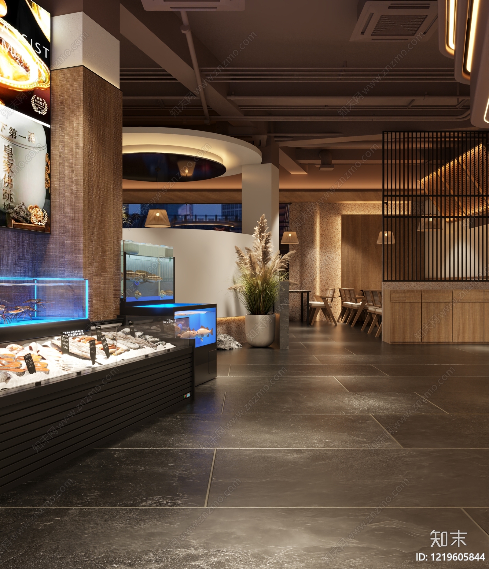 新中式中餐厅3D模型下载【ID:1219605844】