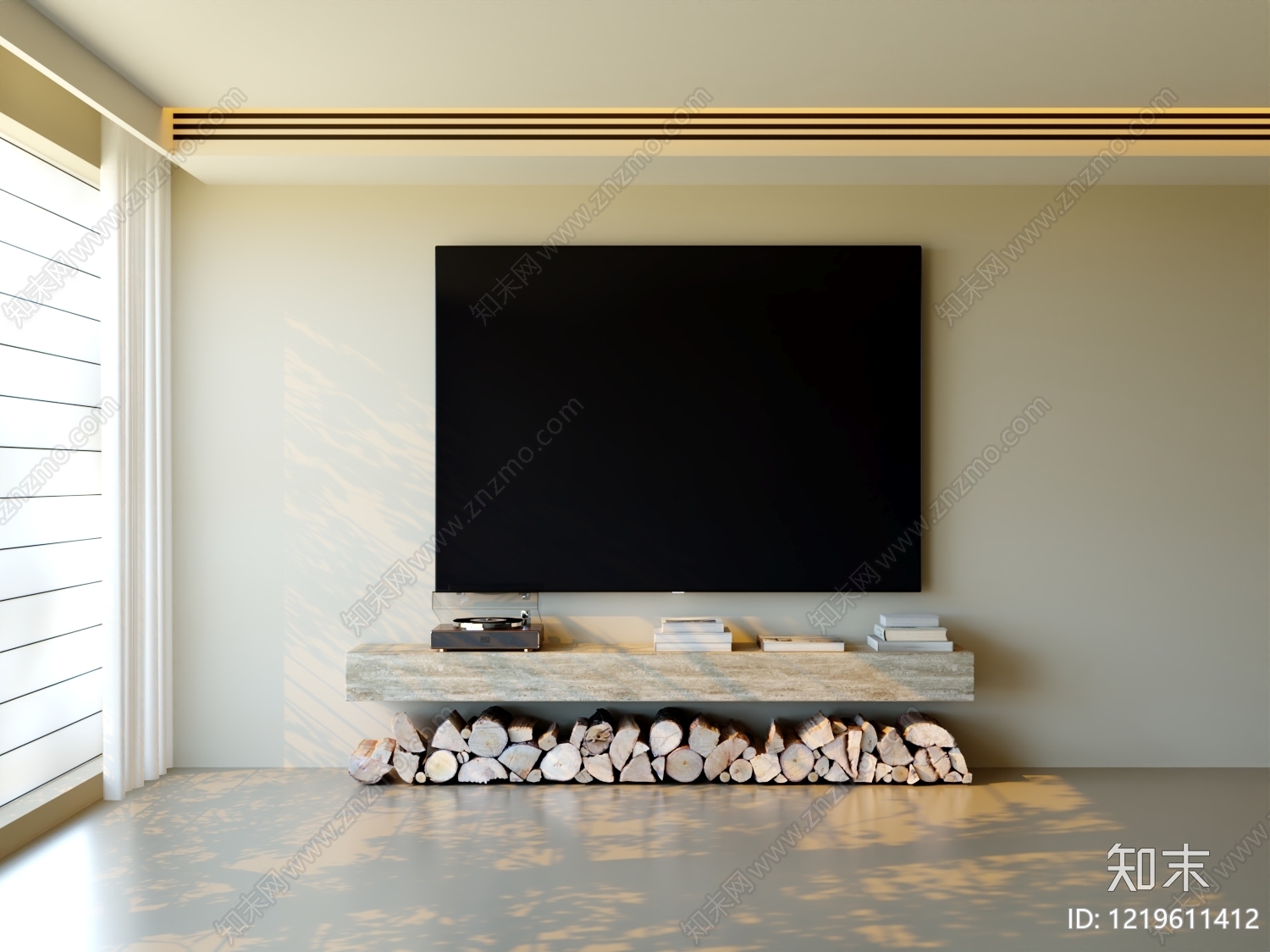极简电视背景墙3D模型下载【ID:1219611412】