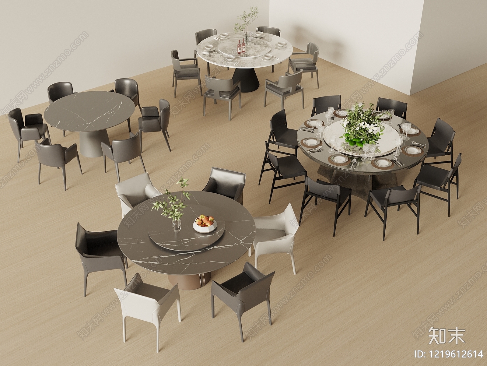 现代简约餐桌椅3D模型下载【ID:1219612614】