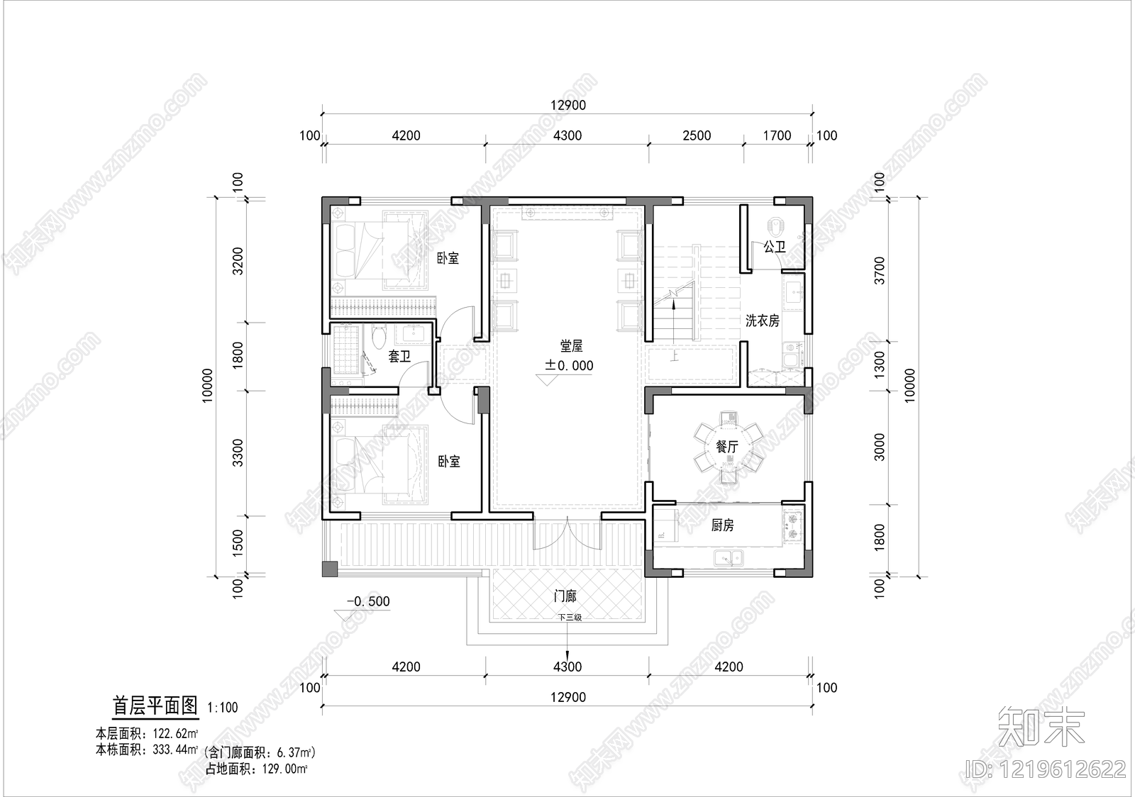 别墅建筑cad施工图下载【ID:1219612622】