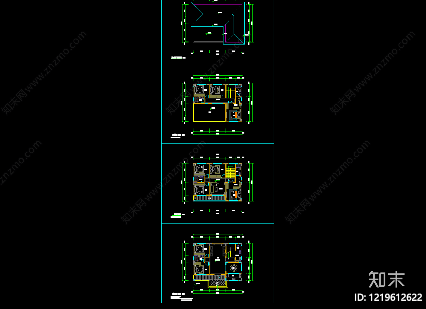 别墅建筑cad施工图下载【ID:1219612622】