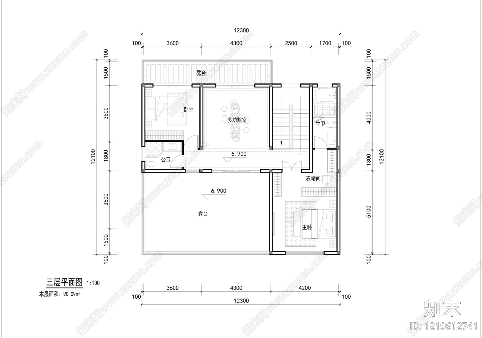 别墅建筑cad施工图下载【ID:1219612741】