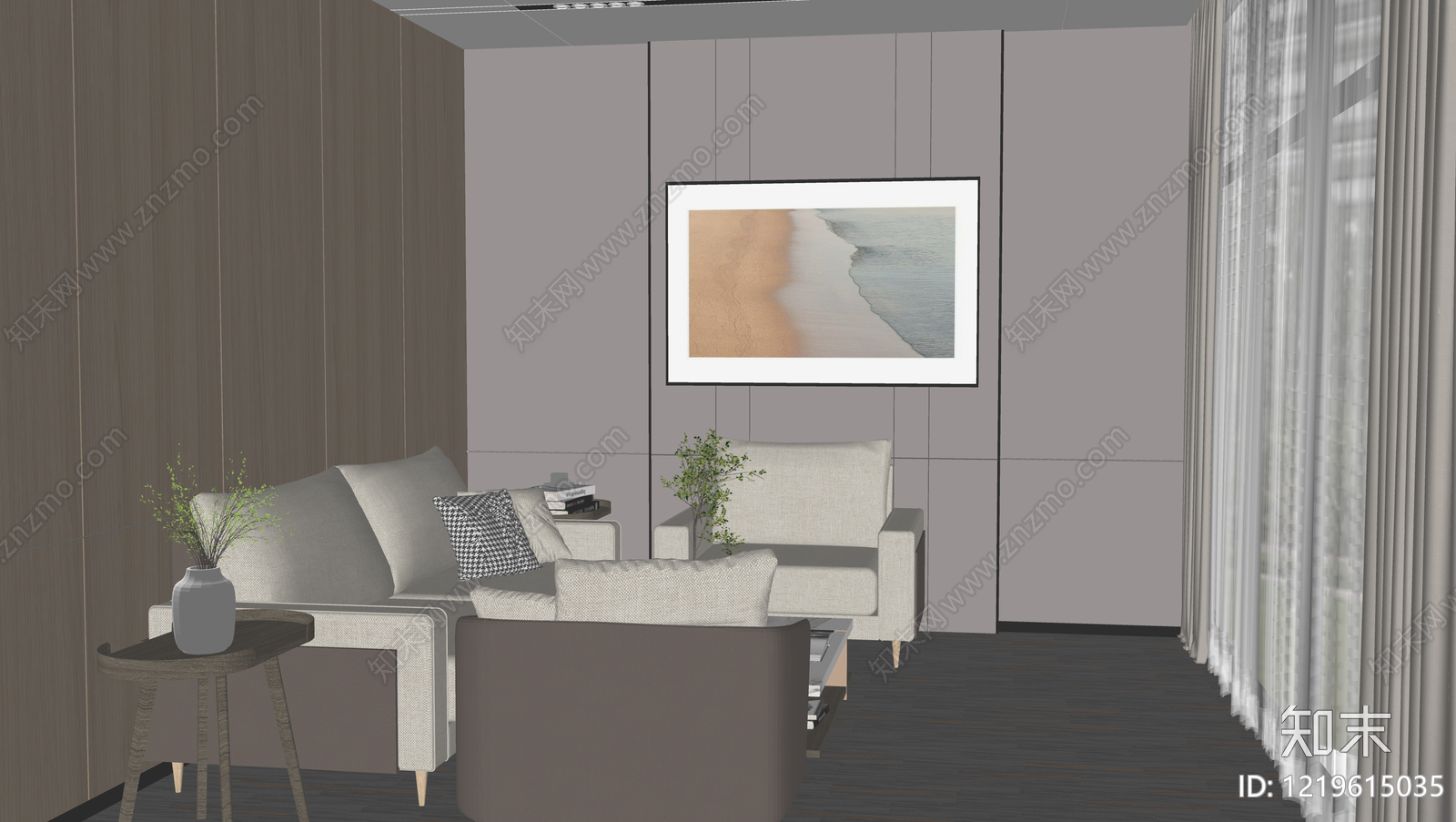现代简约接待室SU模型下载【ID:1219615035】