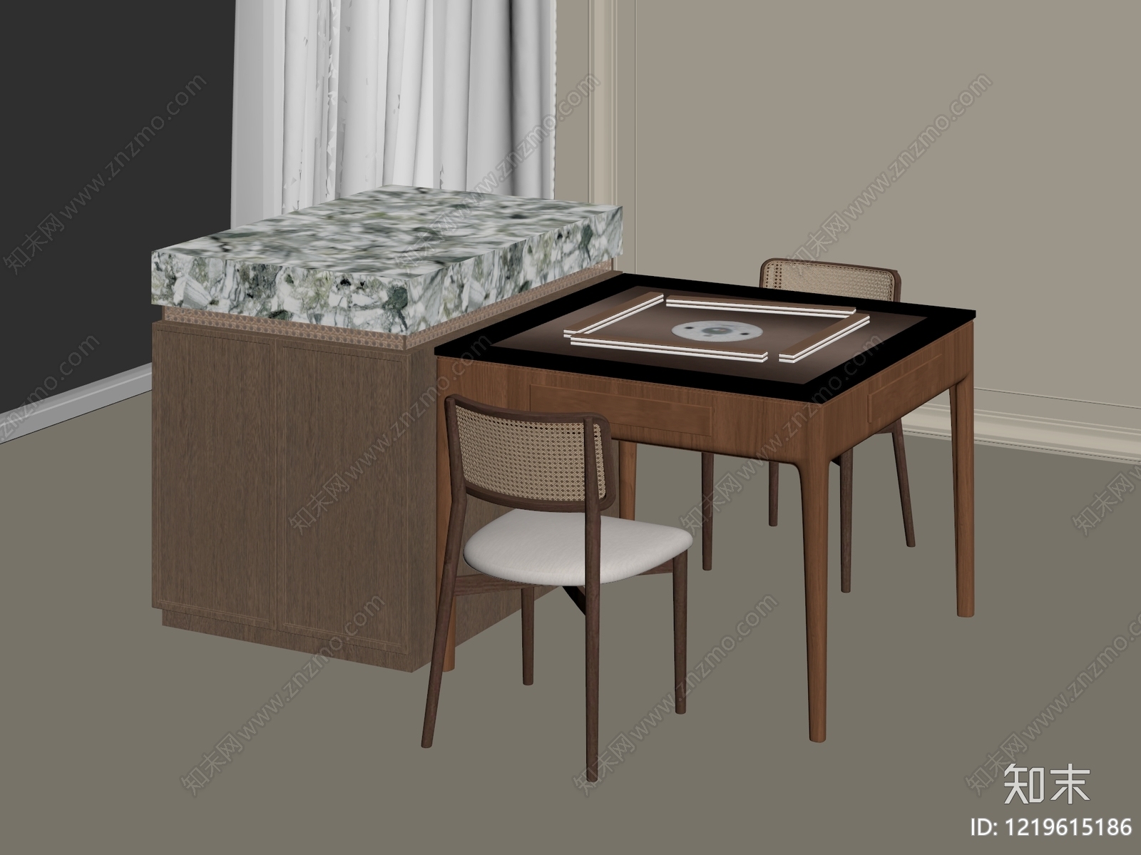 新中式麻将桌3D模型下载【ID:1219615186】