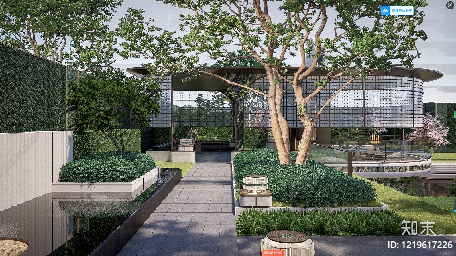 现代主义小区景观SU模型下载【ID:1219617226】