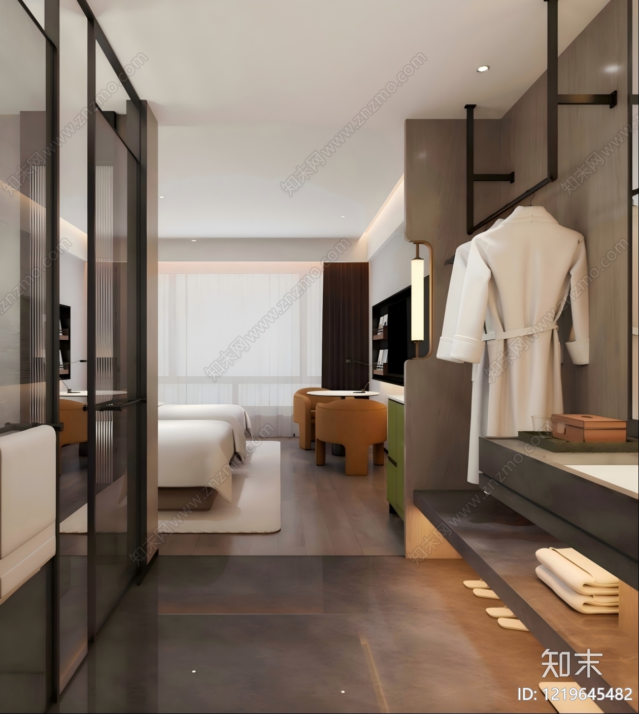 现代简约酒店客房SU模型下载【ID:1219645482】
