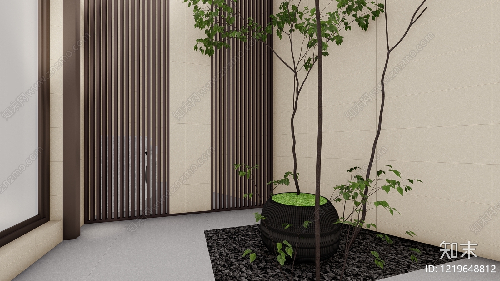 新中式别墅庭院SU模型下载【ID:1219648812】