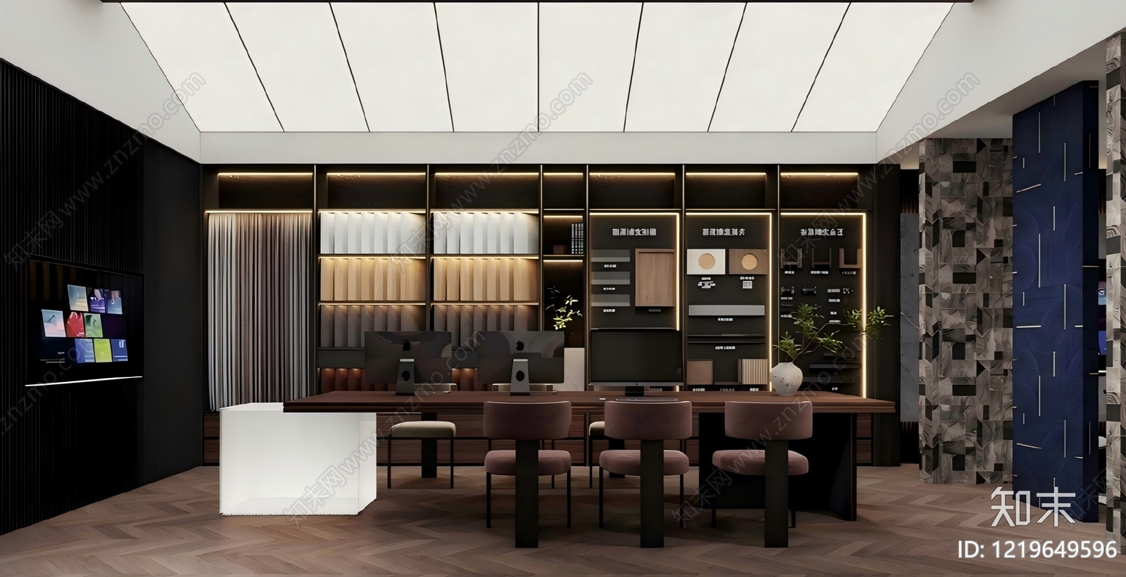 意式极简材料展厅SU模型下载【ID:1219649596】