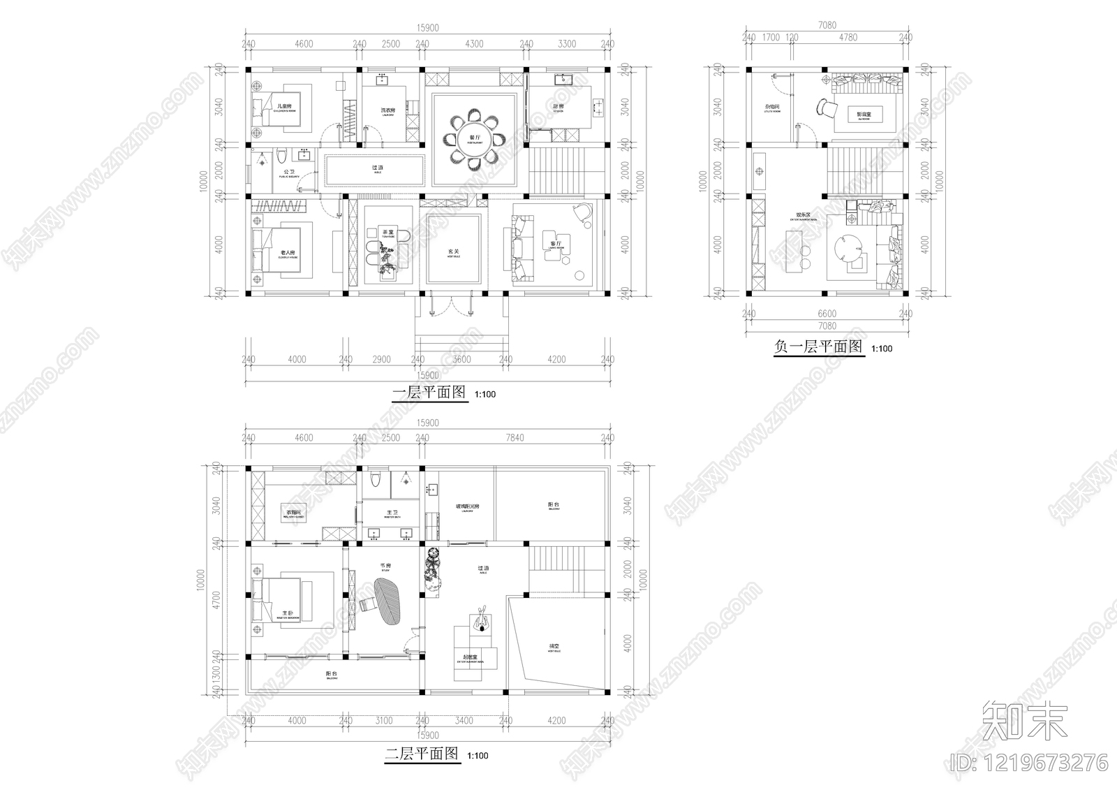 别墅建筑cad施工图下载【ID:1219673276】