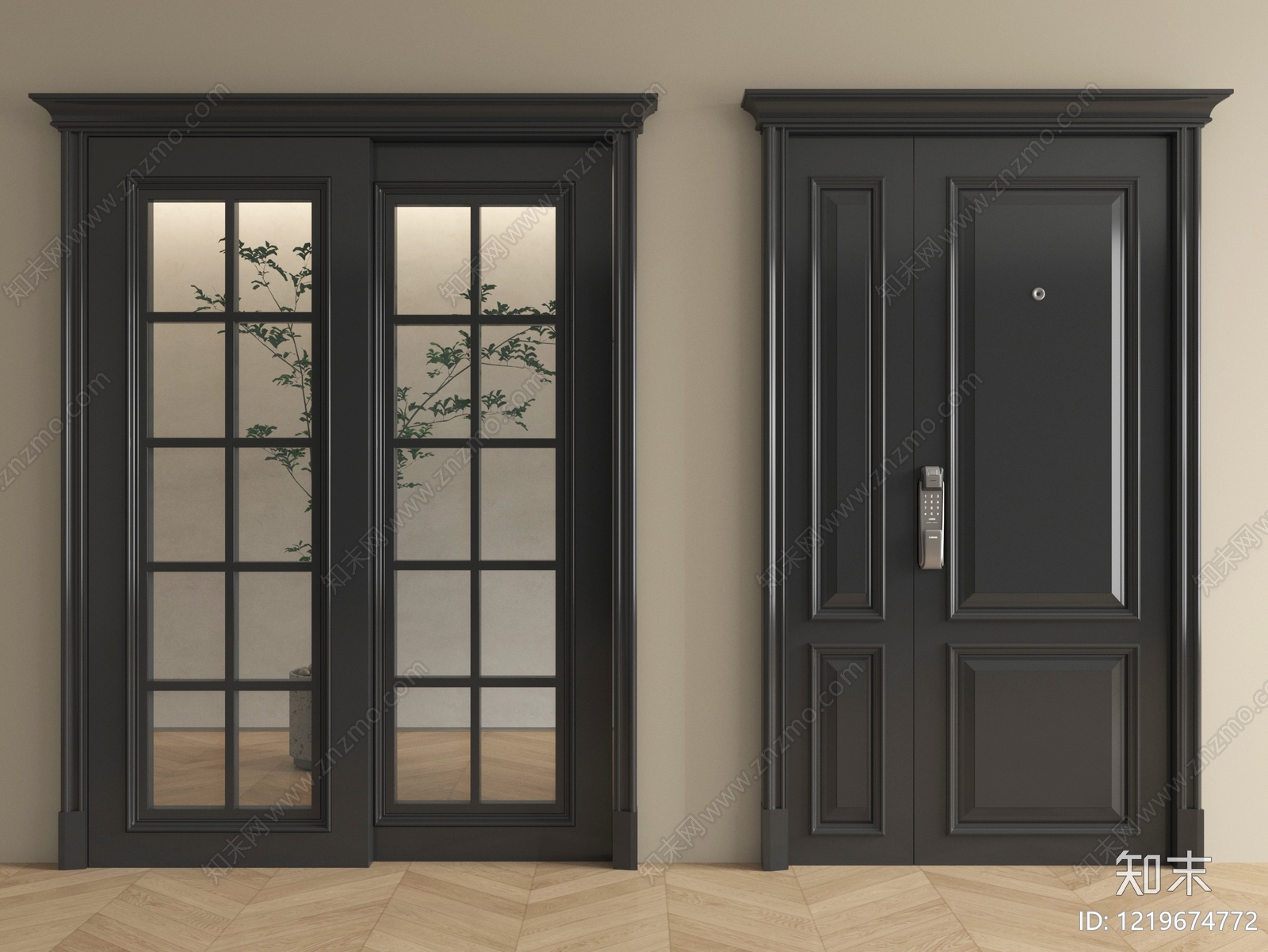 现代简约门组合3D模型下载【ID:1219674772】