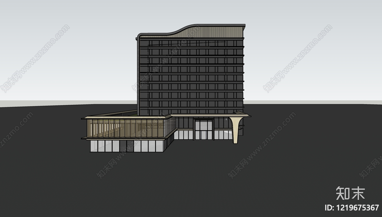 现代主义酒店建筑SU模型下载【ID:1219675367】