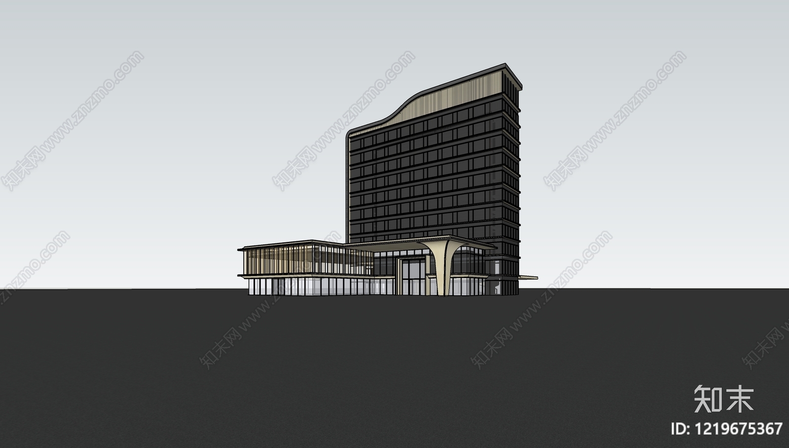现代主义酒店建筑SU模型下载【ID:1219675367】