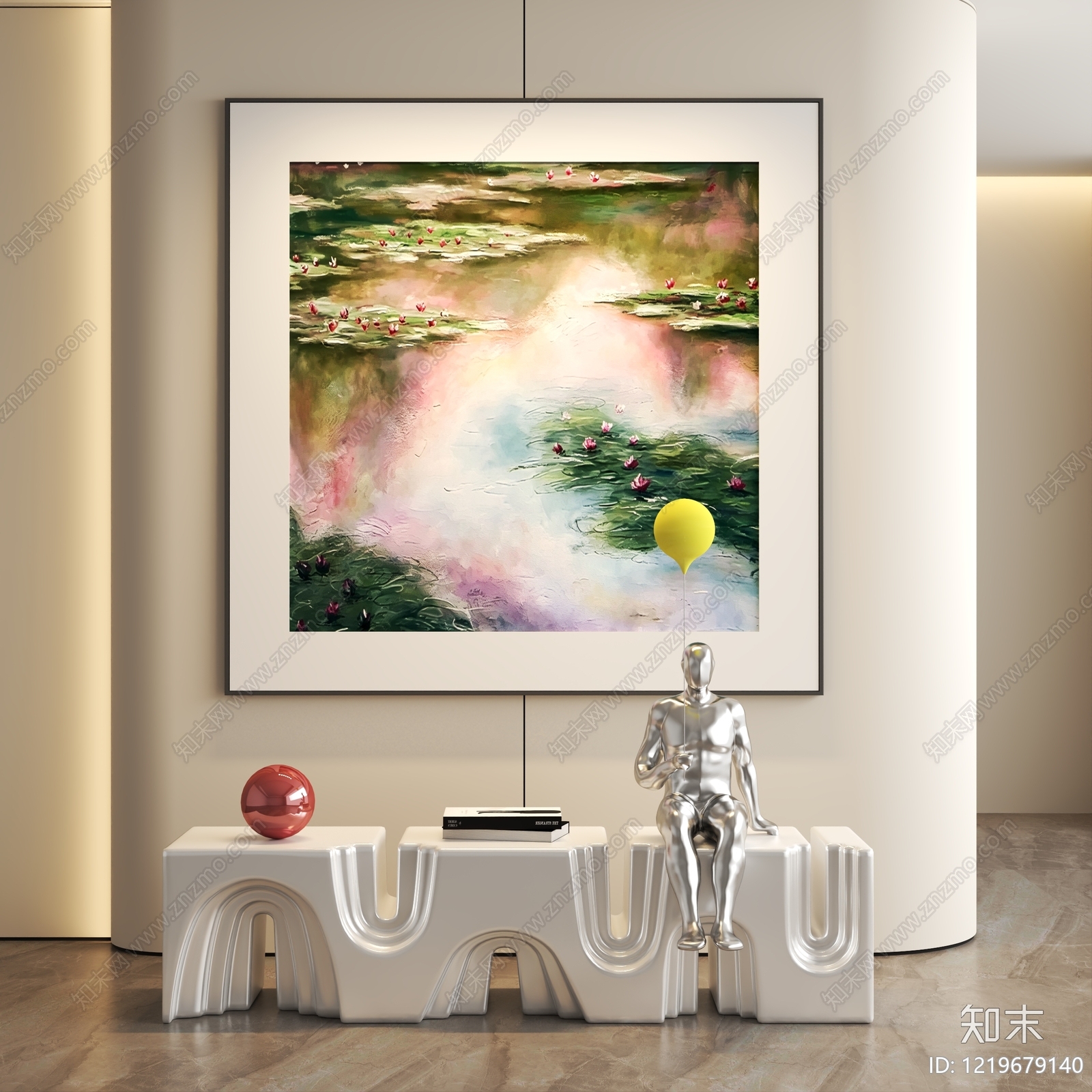 奶油风挂画3D模型下载【ID:1219679140】