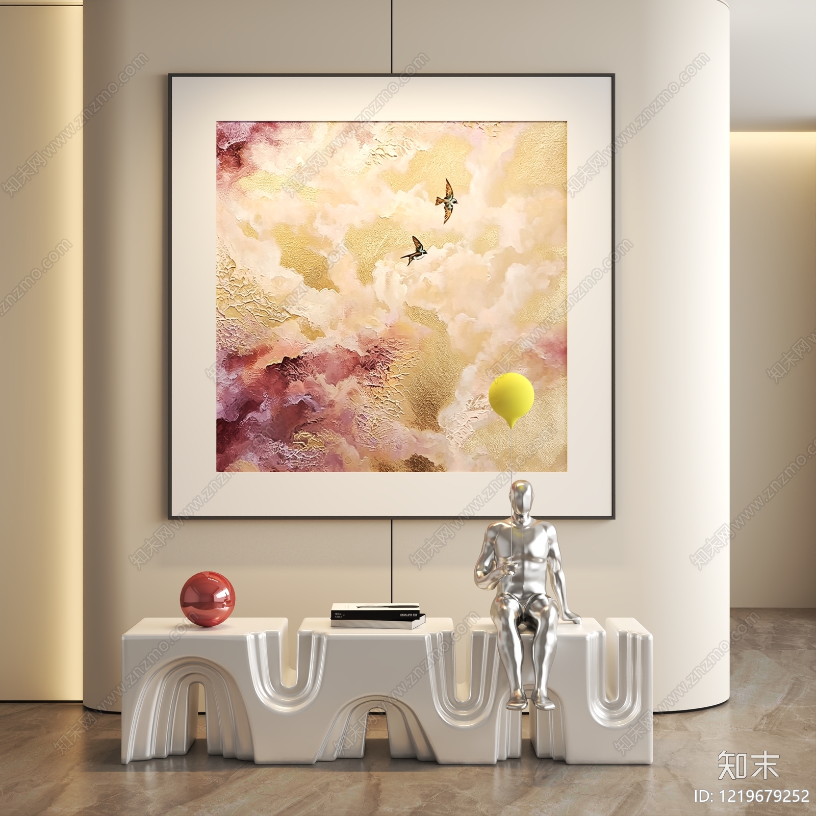 奶油风挂画3D模型下载【ID:1219679252】