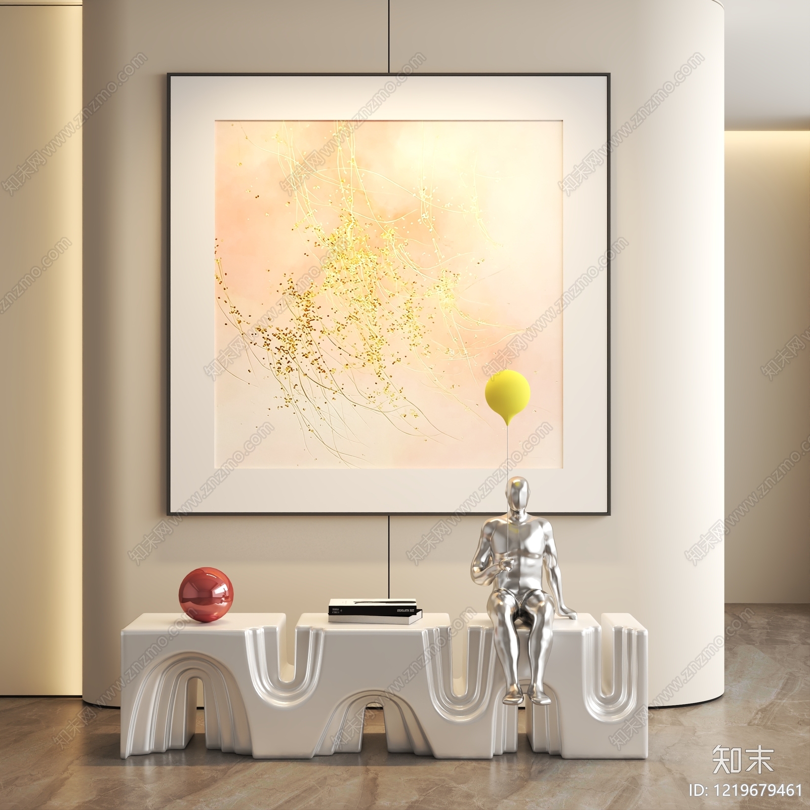奶油风挂画3D模型下载【ID:1219679461】