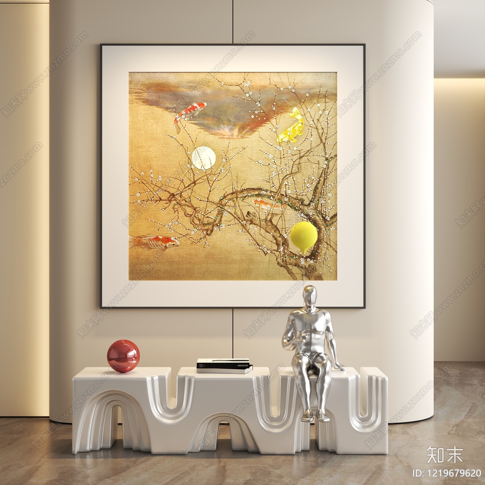 新中式挂画3D模型下载【ID:1219679620】