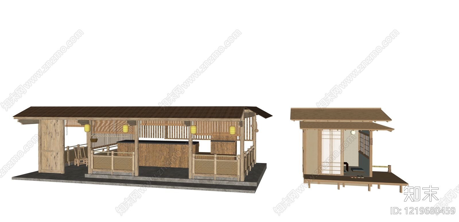 日式餐饮建筑SU模型草图
