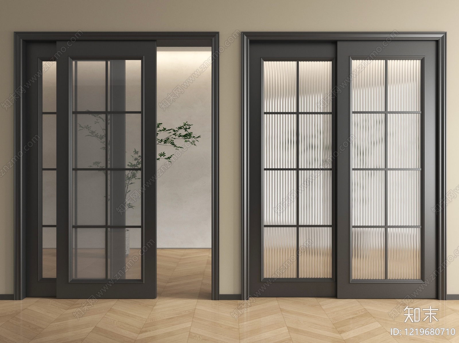 极简推拉门3D模型下载【ID:1219680710】