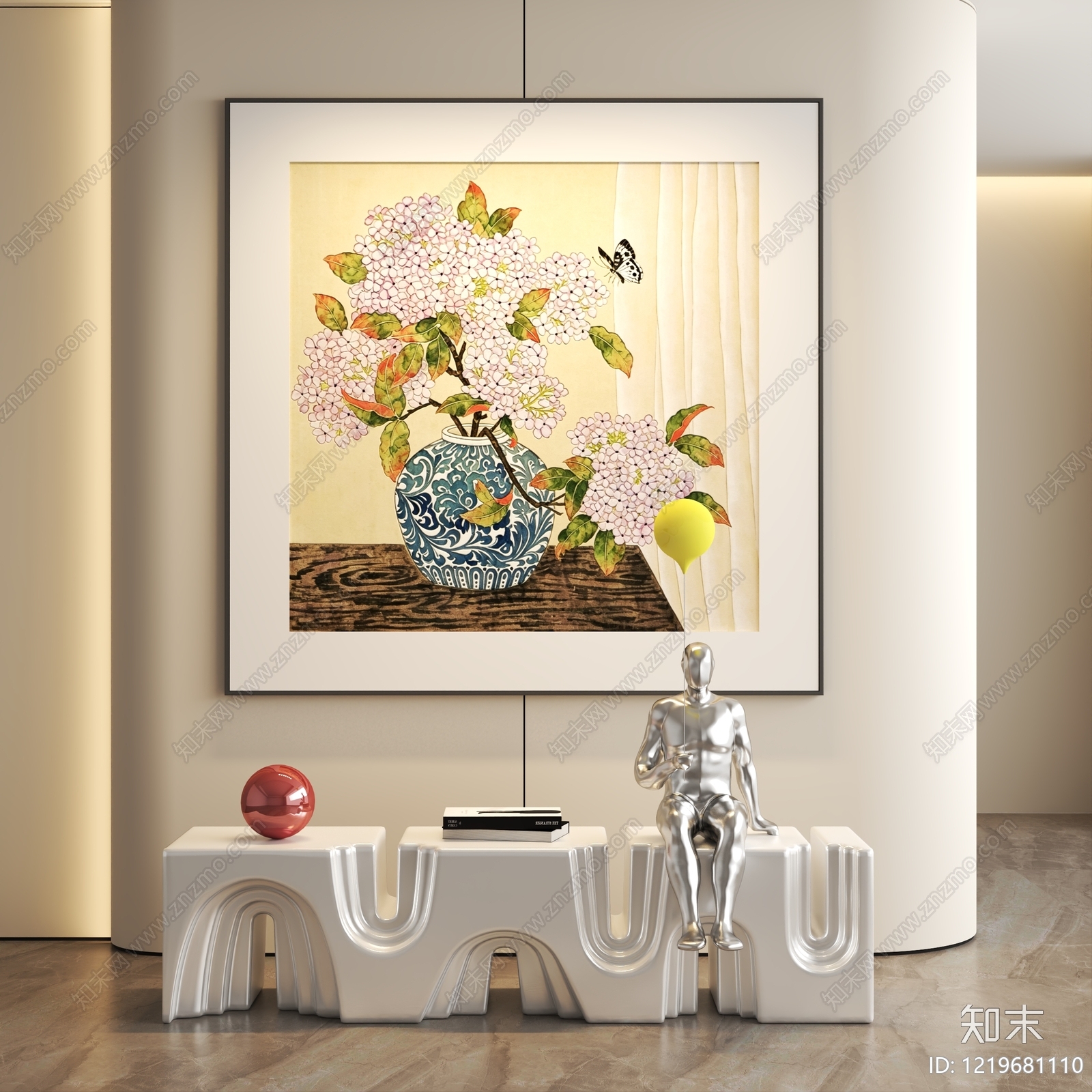 新中式挂画3D模型下载【ID:1219681110】