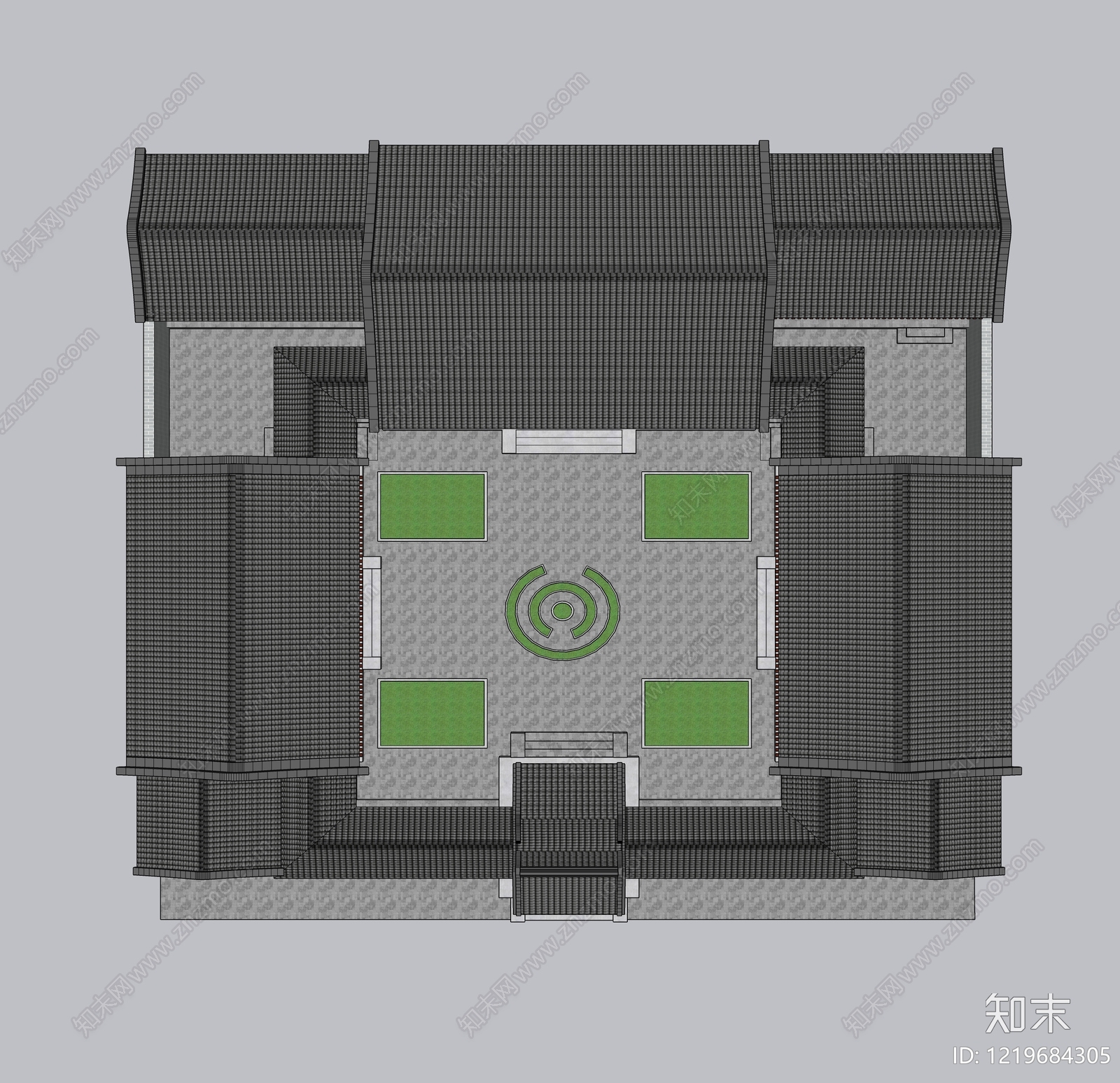 中式四合院SU模型下载【ID:1219684305】
