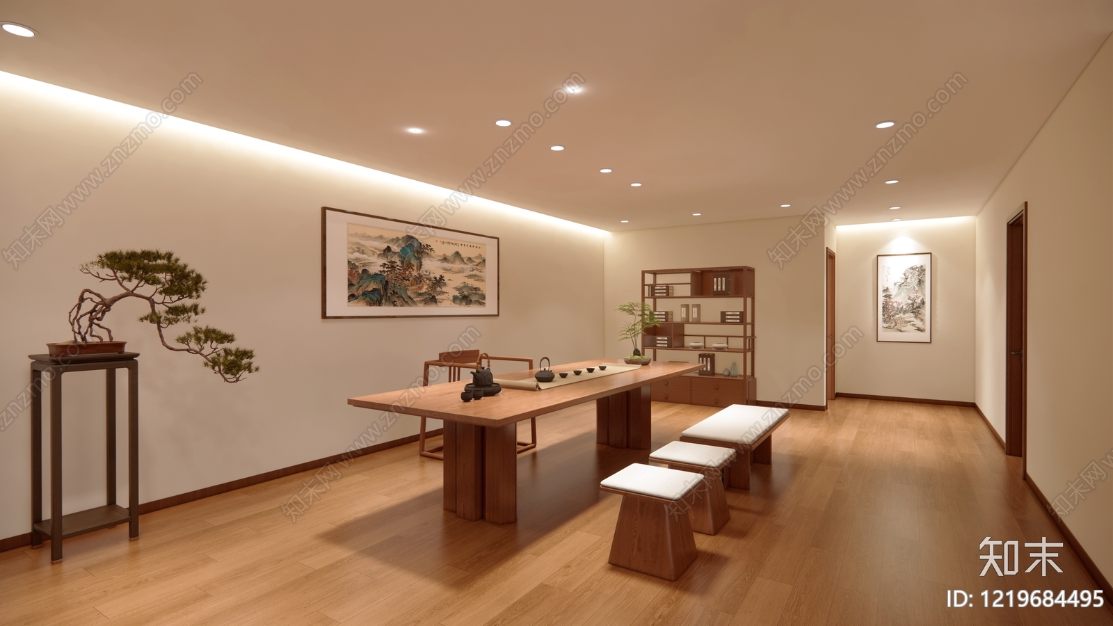 新中式茶室SU模型草图