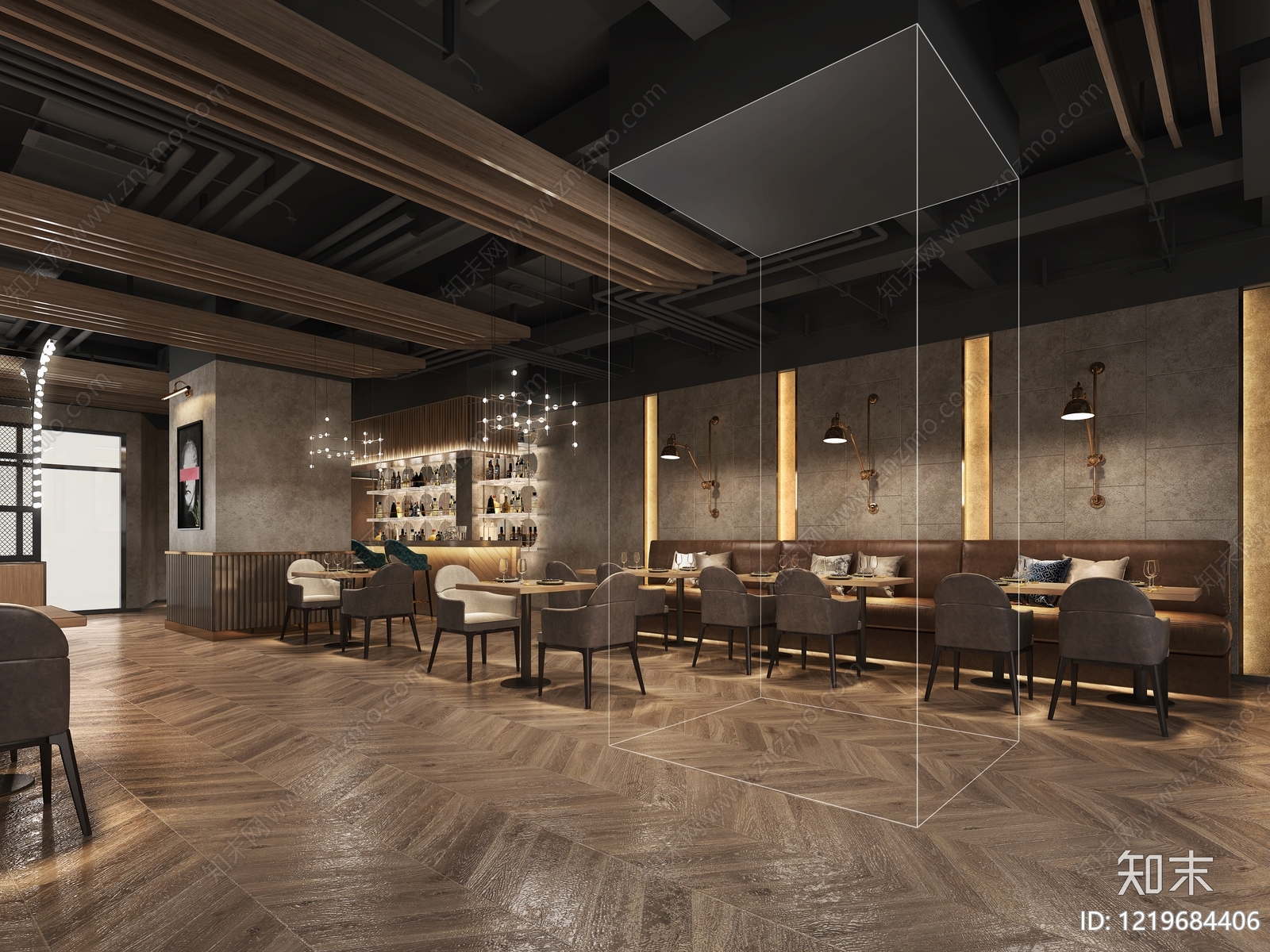 工业风西餐厅3D模型下载【ID:1219684406】