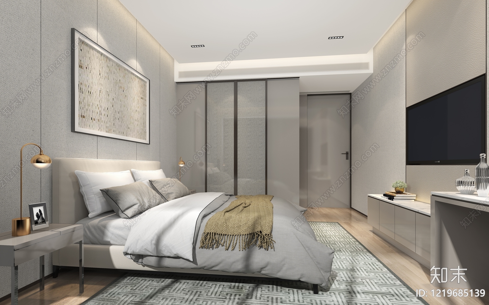 现代简约家居客厅3D模型下载【ID:1219685139】