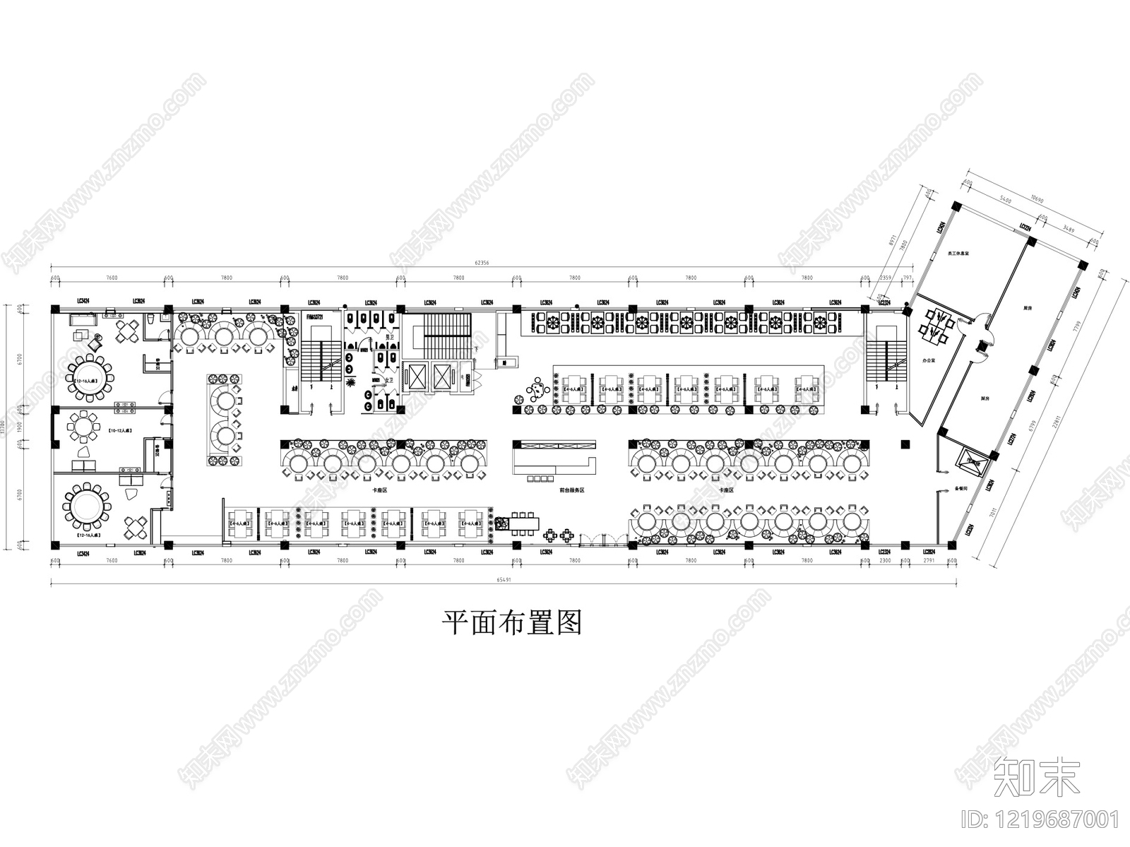 茶餐厅cad施工图下载【ID:1219687001】