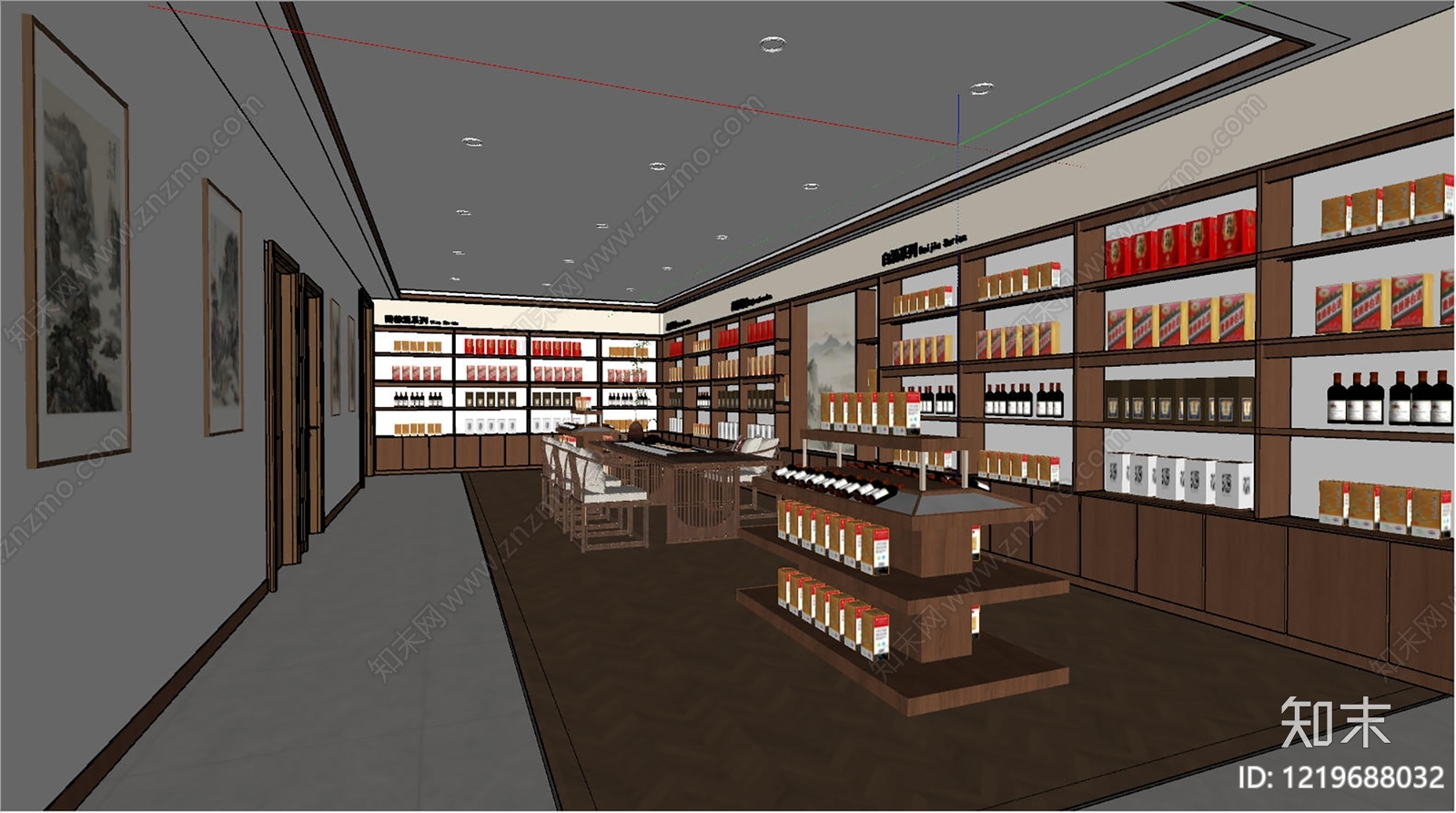 新中式烟酒店SU模型下载【ID:1219688032】