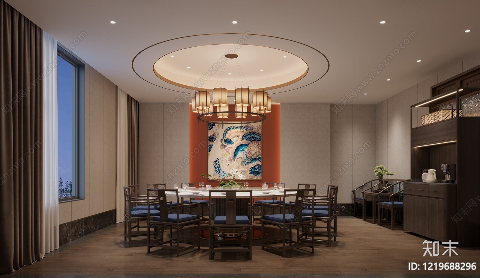 新中式包厢3D模型下载【ID:1219688296】