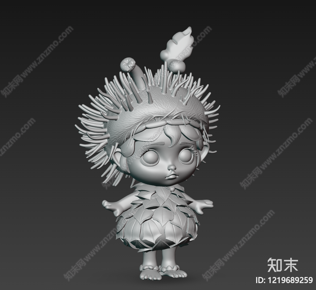 森系Q版卡通风格虚拟人物3D模型下载【ID:1219689259】