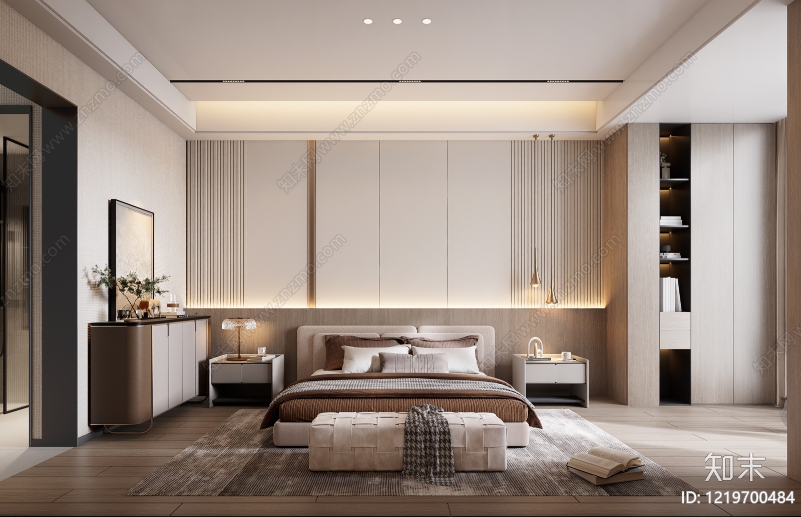 现代简约主卧SU模型下载【ID:1219700484】