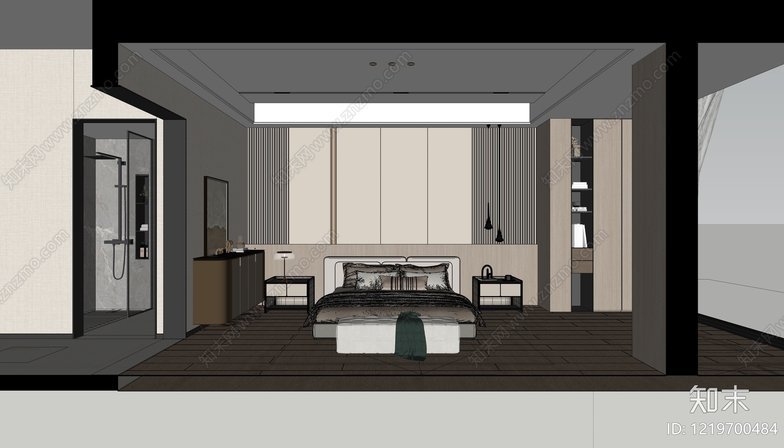 现代简约主卧SU模型下载【ID:1219700484】