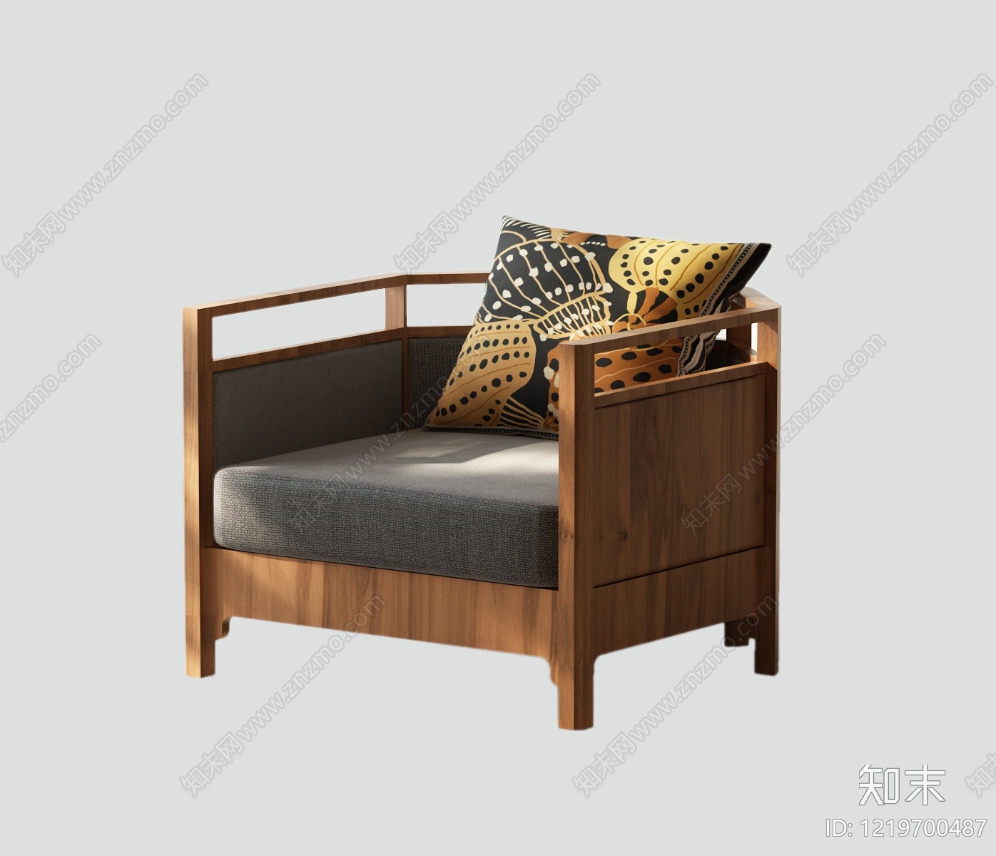 新中式单人沙发3D模型下载【ID:1219700487】