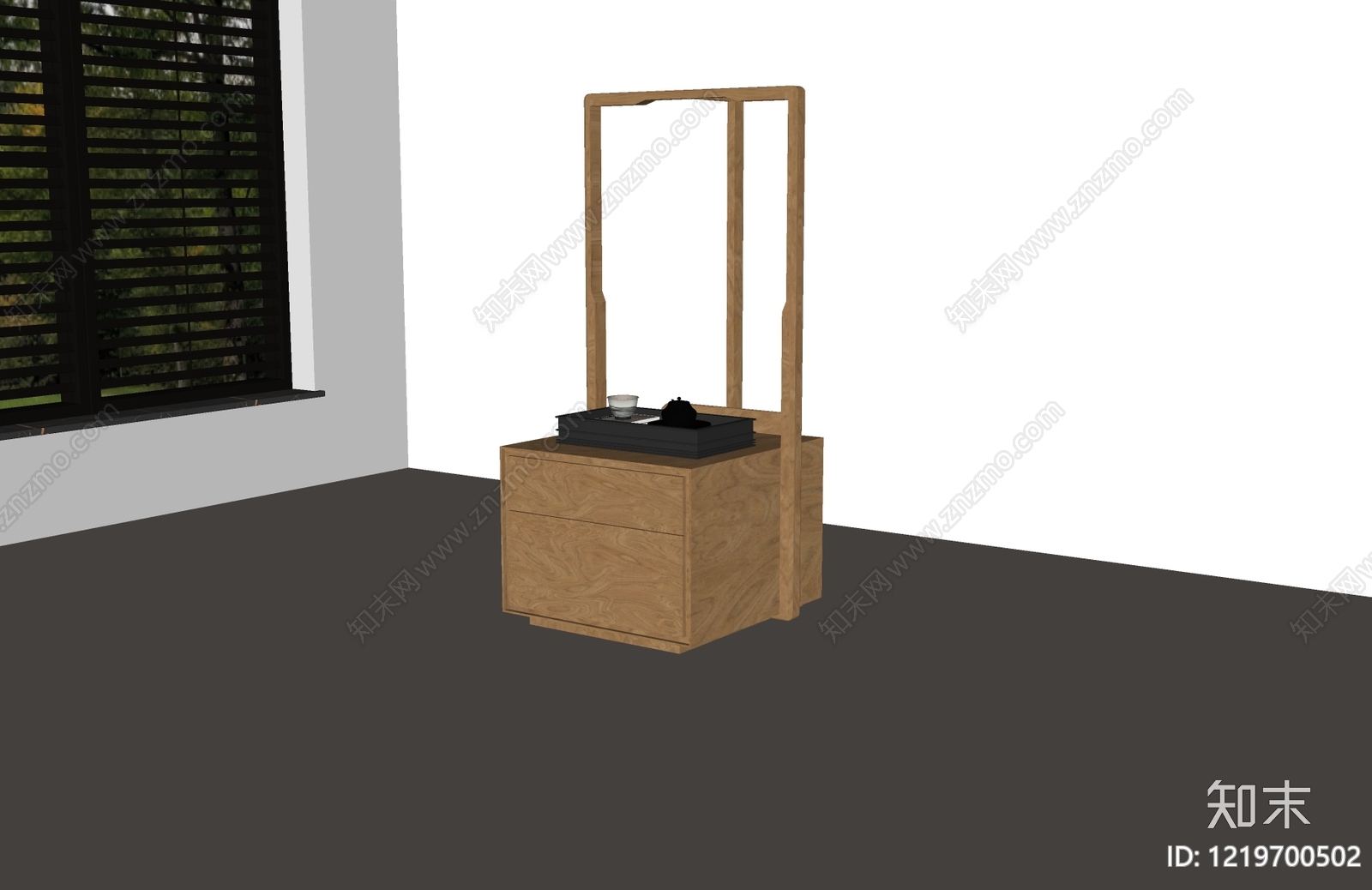 新中式床头柜SU模型下载【ID:1219700502】