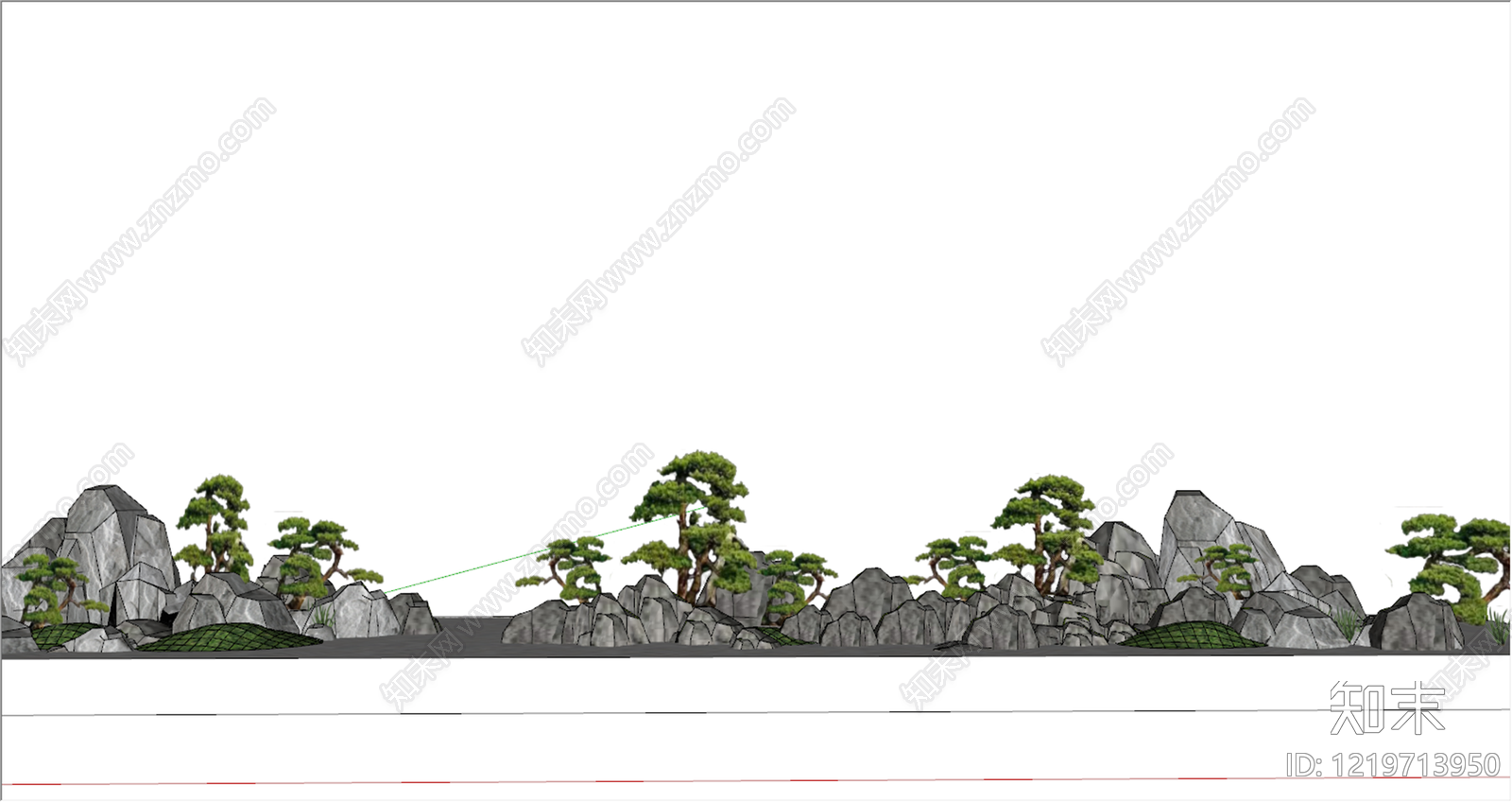 新中式景观假山SU模型下载【ID:1219713950】
