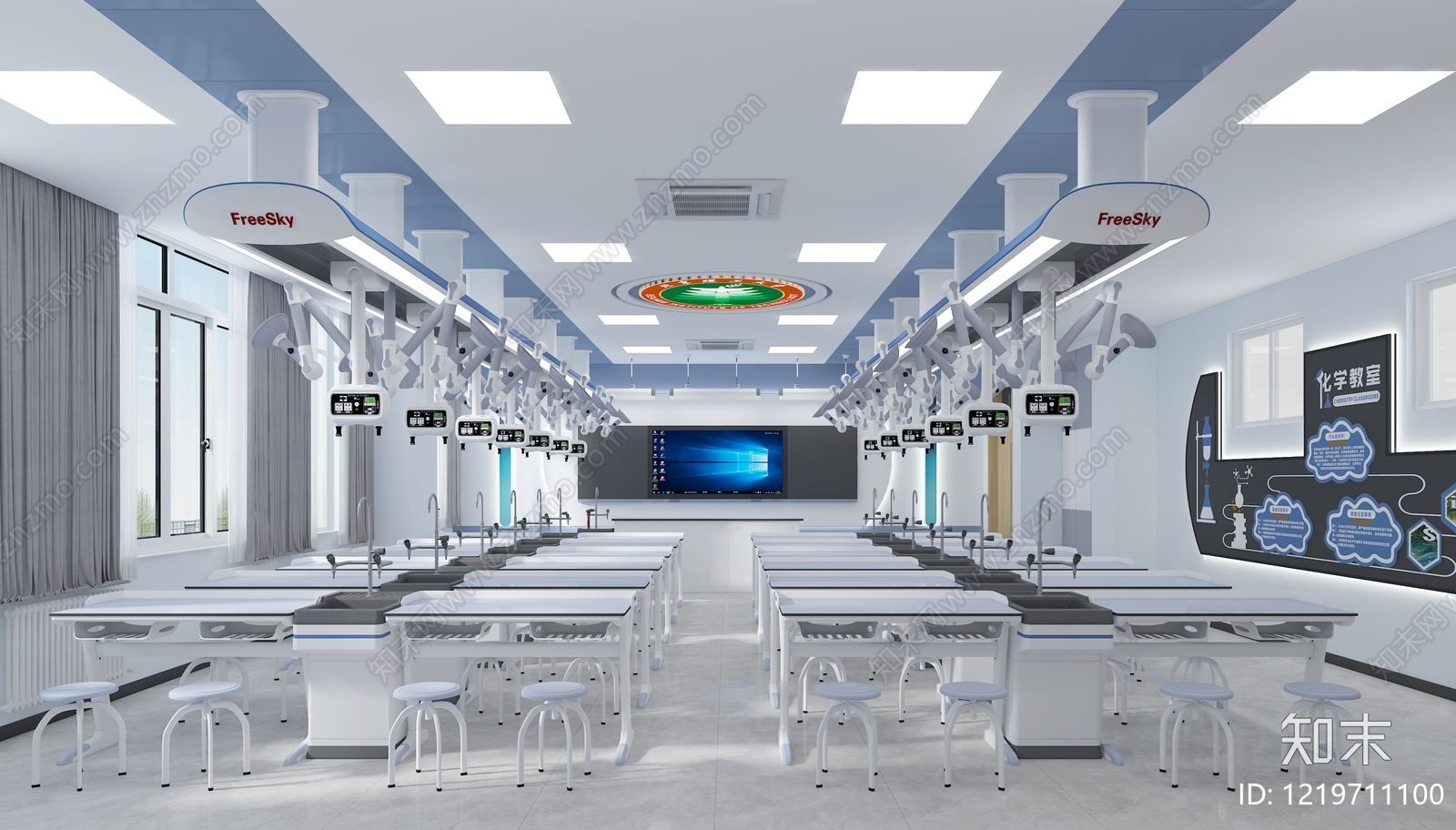 现代简约实验室3D模型渲染效果图