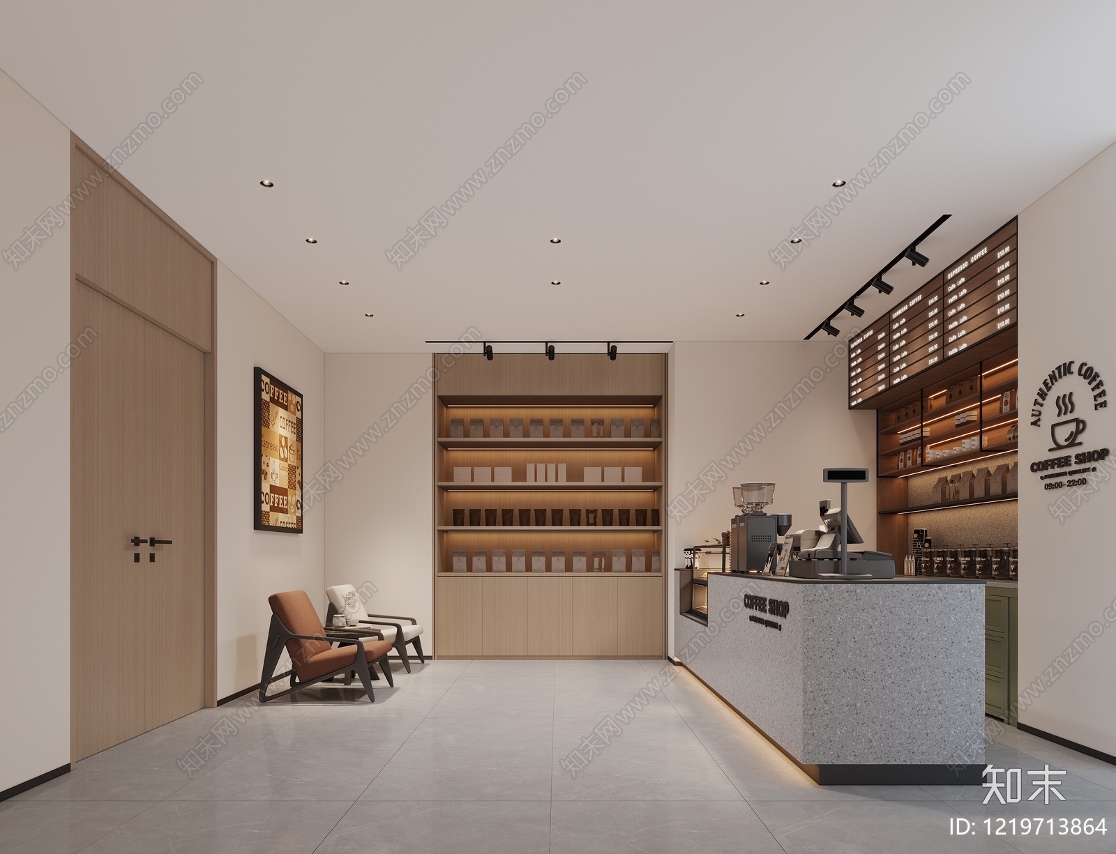现代简约咖啡厅3D模型下载【ID:1219713864】