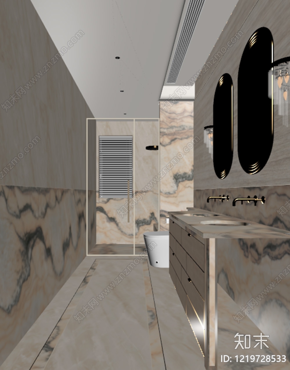 意式轻奢卫生间3D模型下载【ID:1219728533】