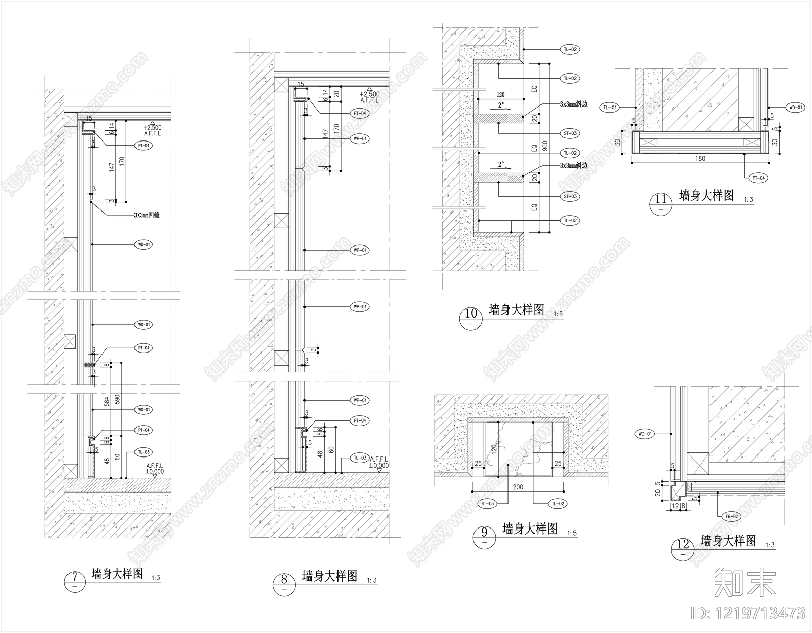 墙面节点cad施工图下载【ID:1219713473】